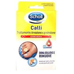 Scholl cerotto callifugo trattamento rimozione/protezione calli 4 cerotti idrorepellenti + 4 dischetti callifughi
