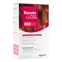 Bioscalin nutricolor plus 6,43 biondo scuro rame dorato crema colorante 40 ml + rivelatore crema 60 ml + shampoo 12 ml + trattamento finale balsamo 12 ml