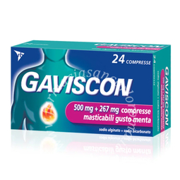 Gaviscon  500 mg + 267 mg compresse masticabili gusto menta  24 compresse in blister