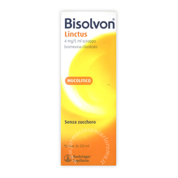 Bisolvon linctus 4 mg/5 ml sciroppo gusto cioccolato e ciliegia  4 mg/5 ml sciroppo flacone 250 ml gusto ciliegia-cioccolato 