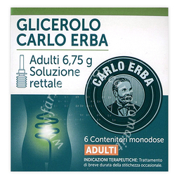 Glicerolo carlo erba adulti 6,75 g soluzione rettale 6 contenitori monodose con camomilla e malva