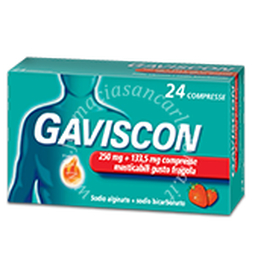 Gaviscon 250 mg + 133,5 mg compressa masticabile gusto fragola 24 compresse in blister