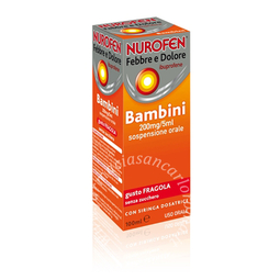 Nurofen febbre e dolore 200mg/5ml sospensione orale 200 mg/5 ml sospensione orale gusto fragola senza zucchero flacone da 100 ml con siringa dosatrice