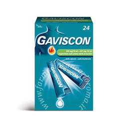 Gaviscon  500 mg/10 ml + 267 mg/10 ml sospensione orale aroma menta 24 bustine monodose da 10 ml 