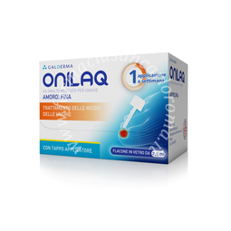 Onilaq 5% smalto medicato per unghie 5% smalto medicato per unghie, 1 flacone in vetro da 2,5 ml con tappo applicatore e con accessori (limette per unghie,tamponi detergenti)