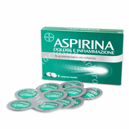 Aspirina dolore e infiammazione 500 mg  500 mg compresse rivestite 8 compresse in blister al/pe/carta 