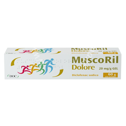 Muscoril dolore 20 mg/g gel  diclofenac, corrispondente a diclofenac sodico (come diclofenac dietilammina) 1 tubo in pe/al/pe da 60 g