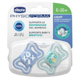 Chicco succhietto light azzurro silicone 6-16m 2 pezzi