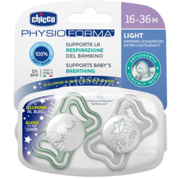 Chicco succhietto light lumi silicone 16-36m 2 pezzi