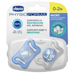 Chicco succhietto micro azzurro silicone 0-2m 2 pezzi