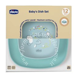 Chicco ciotola e piatto piano 12m+ azzurro