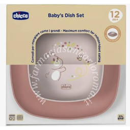Chicco ciotola e piatto piano 12m+ rosa