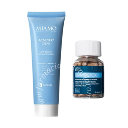 Miamo cofanetto 2025 protocollo pelle tendenza acneica 1 acnever cream 50 ml + 1 skin detox 60 capsule