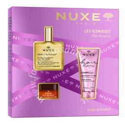 Nuxe coffret bestseller 2025 1 huile prodigieuse 50 ml + 1 hair prodigieux 50 ml + 1 reve de miele honey lip balm 15 g