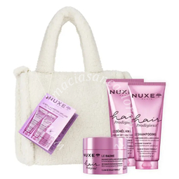 Nuxe coffret hair prodigieux 2025 1 hair prodigieux balm 200 ml + 1 hair prodigieux shampoo 200 ml + 1 hair prodigieux conditioner 200 ml + 1 fluffy bag