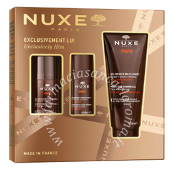 Nuxe coffret nuxe men 2025 1 nuxe men moisturising multi purpose gel 50 ml + 1 nuxe men 24h protection deodorant 30 ml + 1 nuxe ment multi use shower gel 200 ml