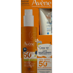 Eau Thermale Avène solare spray bambino spf50+ 200 ml + ristrutturante doposole 50 ml