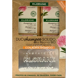 Klorane duo shampoo solido peonia 80 g + portashampoo