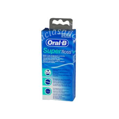 Filo interdentale oral b superfloss estremita' rigida + filo spugnoso + filo standard 50 pezzi pretagliati