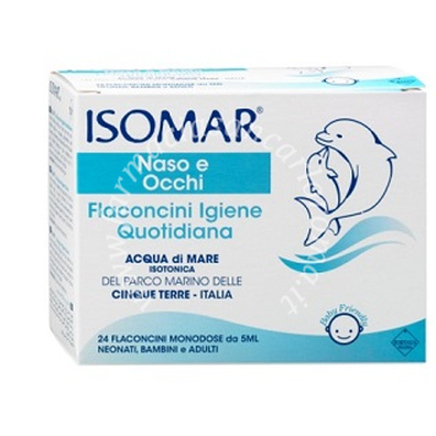 Isomar soluzione isotonica acqua mare igiene quotidiana 24 flaconcini monodose 5 ml