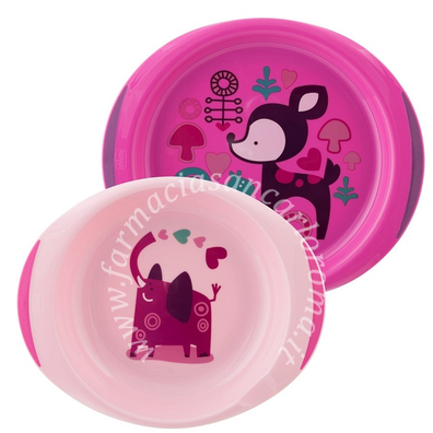 Chicco piatto fondo e piano 12 mesi+ rosa/verde