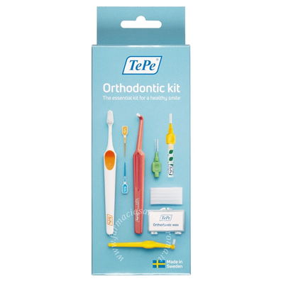 Tepe orthodontic kit 1 spazzolino supreme compact + 1 spazzolino compact tuft + 2 scovolini + 1 tepe angle + 2 tepe easypick xs/s + 2 tepe easypick m/l + 1 orthodontic wax