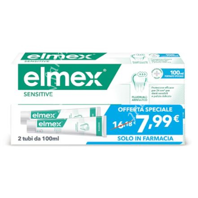 Elmex dentifricio sensitive taglio prezzo 2 pezzi da 100 ml