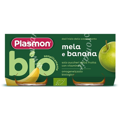 Plasmon omogeneizzato bio banana mela 2 vasetti x 80 g