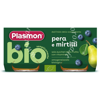 Plasmon omogeneizzato bio pera mirtilli 2 vasetti x 80 g