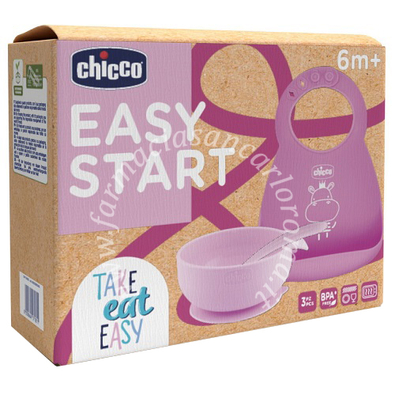 Chicco set pappa silicone 6m+ rosa