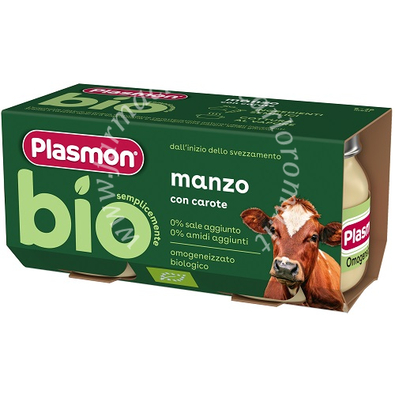 Plasmon bio omogeneizzato manzo con carote 2 pezzi