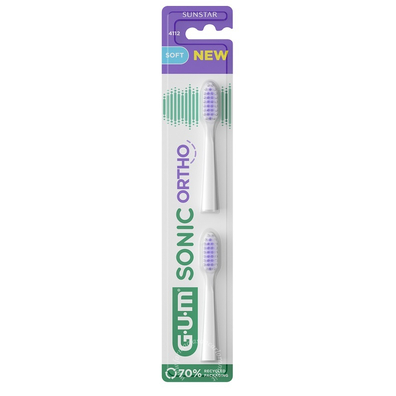 Gum sonic ortho battery toothbrush refill 2 testine