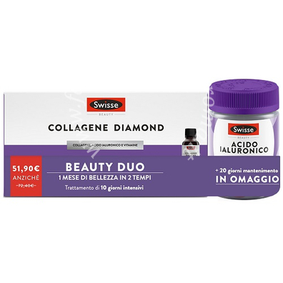 Swisse promo collagene diamond 10 flaconcini + acido ialuronico ha 40 gommose