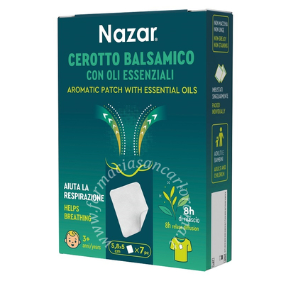Nazar cerotto balsamico adesivo con oli essenziali 5,8x5 cm 7 pezzi