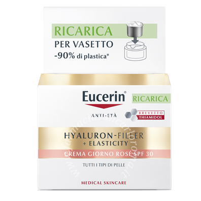 Eucerin hyaluron-filler + elasticity crema giorno rose' spf30 ricarica 50 ml