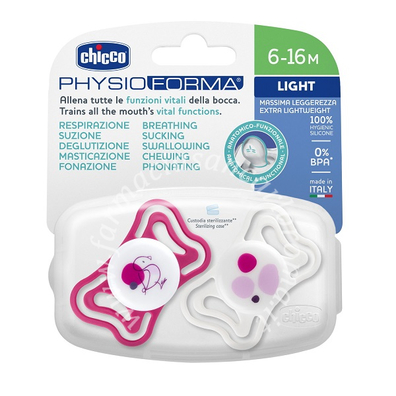 Chicco succhietto light rosa silicone 6-16m 2 pezzi