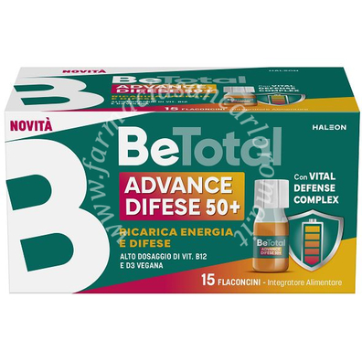 Betotal advance difese 50+ 15 flaconcini da 7 ml aroma naturale arancia con edulcoranti senza zuccheri senza glutine naturalmente privo di lattosio