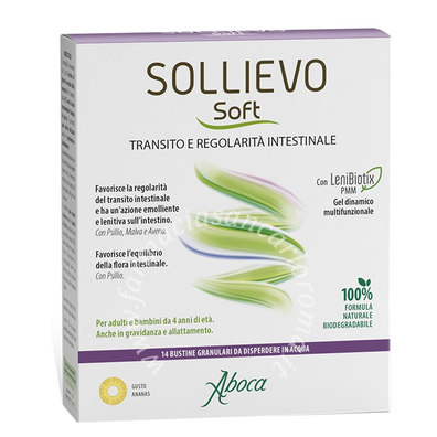 Aboca sollievo soft 14 bustine granulari da 3,8 g senza glutine senza lattosio senza zuccheri aggiunti