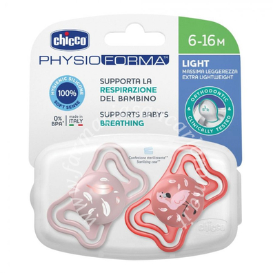 Chicco succhietto light rosa silicone 6-16m 2 pezzi