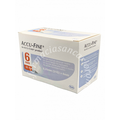 Ago per penna da insulina accu-fine pen needle accu-chek gauge 31 x 6mm 100 pezzi