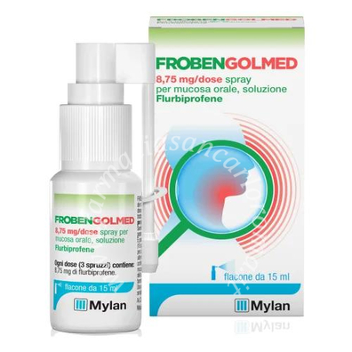 Frobengolmed 8,75 mg/dose spray per mucosa orale soluzione 8,75 mg spray per mucosa orale 1 flacone hdpe da 15 ml/88 erogazioni con pompa dosatrice