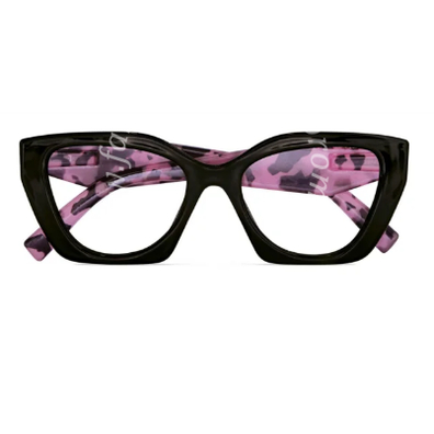 Occhiale da lettura premontato platinum grecale nero-rosa demi +2,00