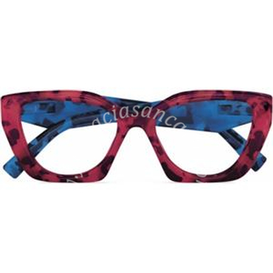 Occhiale da lettura premontato platinum grecale rosso-blu demi +1,50