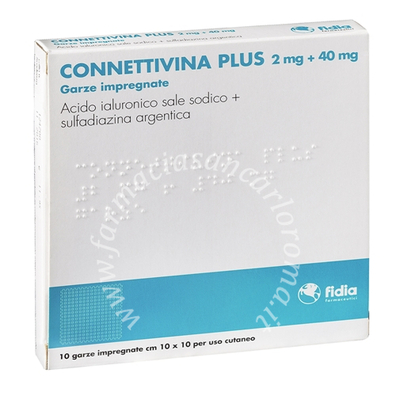 Connettivina plus  2 mg + 40 mg garze impregnate 10 garze impregnate cm 10 x 10 