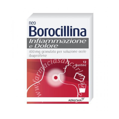 Neo borocillina infiammazione e dolore 400 mg granulato per soluzione orale 400 mg granulato per soluzione orale 12 bustine
