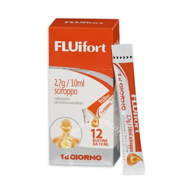 Fluifort 2,7 g/10 ml sciroppo 2,7 g/10 ml sciroppo 12 bustine in pet/pe/al/pe