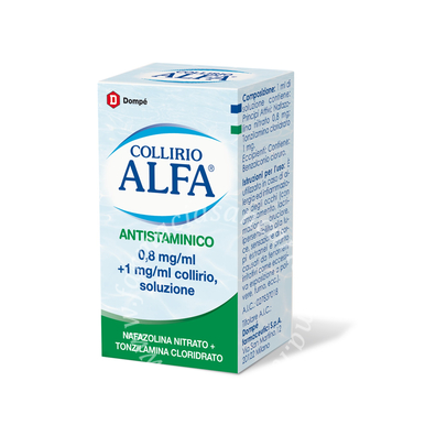 <b>collirio alfa antistaminico 0,8 mg/ml + 1 mg/ml collirio, soluzione</b>  0,8 mg/ml + 1 mg/ml collirio, soluzione flacone 10 ml 