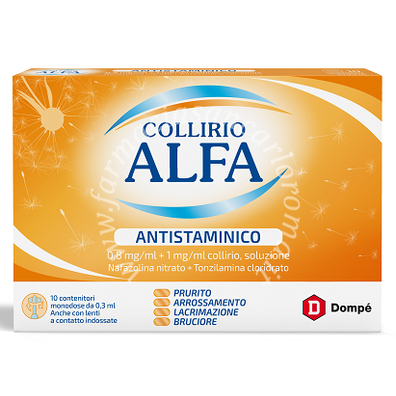 Collirio alfa antistam  0,8 mg/ml + 1 mg/ml collirio, soluzione 10 contenitori monodose 0,3 ml 