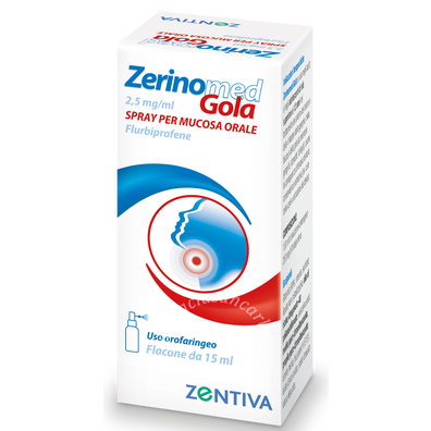 Zerinomed gola 2,5 mg/ml spray per mucosa orale  flurbiprofene 0,25%  flacone da 15 ml