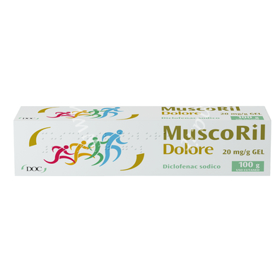 Muscoril dolore 20 mg/g gel  diclofenac, corrispondente a diclofenac sodico (come diclofenac dietilammina) 1 tubo in pe/al/pe da 100 g